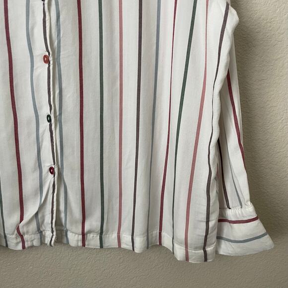 Cozy Earth Shirt Womens XL White Striped Pajama Top Long Sleeve Lounge Sleepwear - Picture 8 of 13